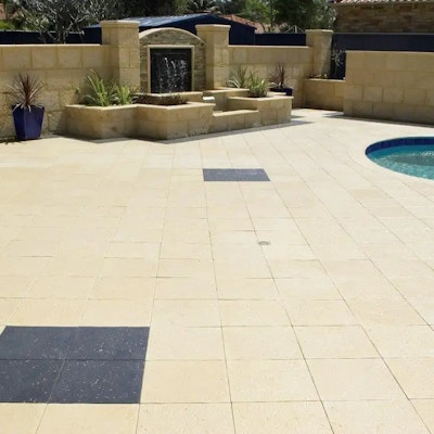 Sandstone Coral Pavers With Charcoal Coral Feature