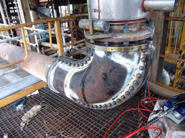 IC Integrity Leak Sealing Encapsulation Clamp on Live Chlorine Elbow