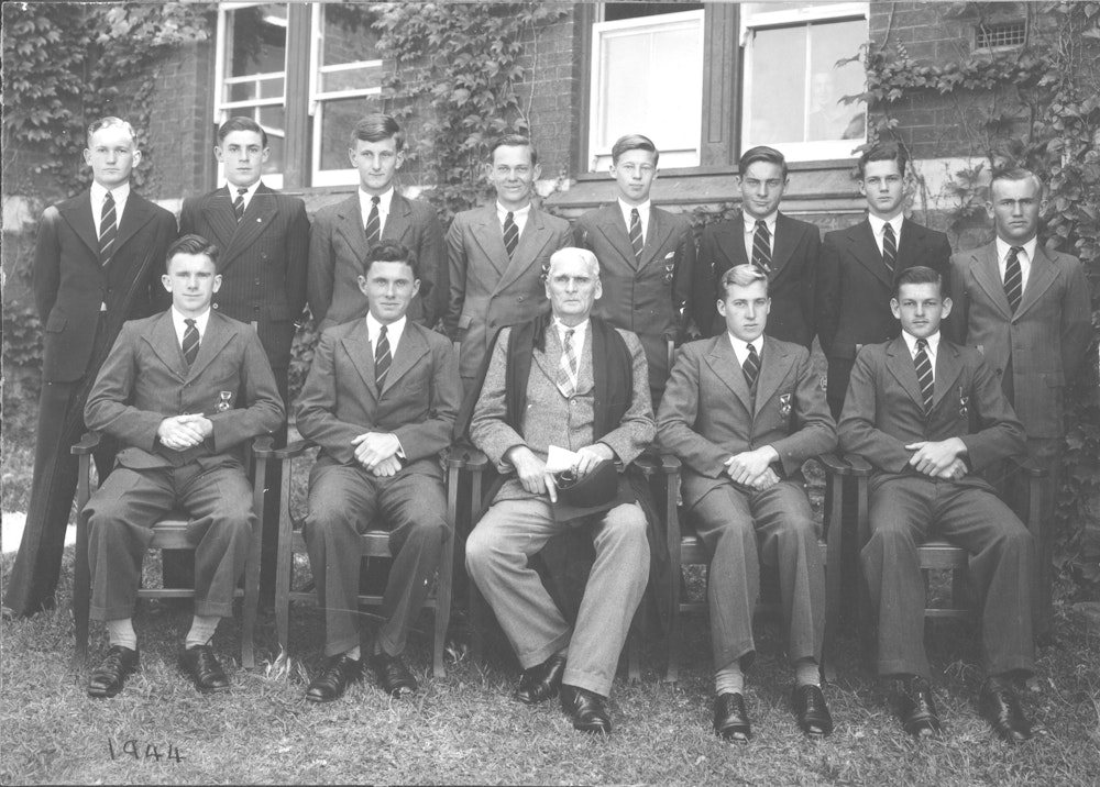 Students with Headmaster Mr P C Anderson, 1944