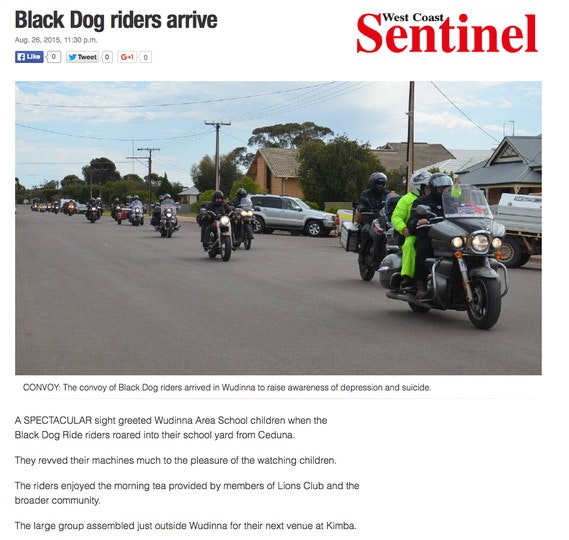 Black Dog Ride Red Centre 2015 Media - Arrival in Wudinna
