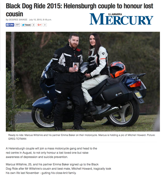 Black Dog Ride Red Centre 2015 Media - Helensburgh couple to honour lost cousin 