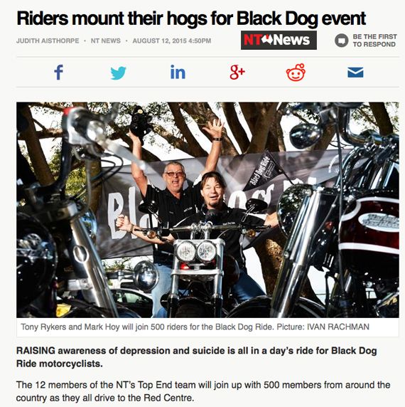 Black Dog Ride Red Centre 2015 Media - Top End Riders Mount Up for Suicide Prevention!