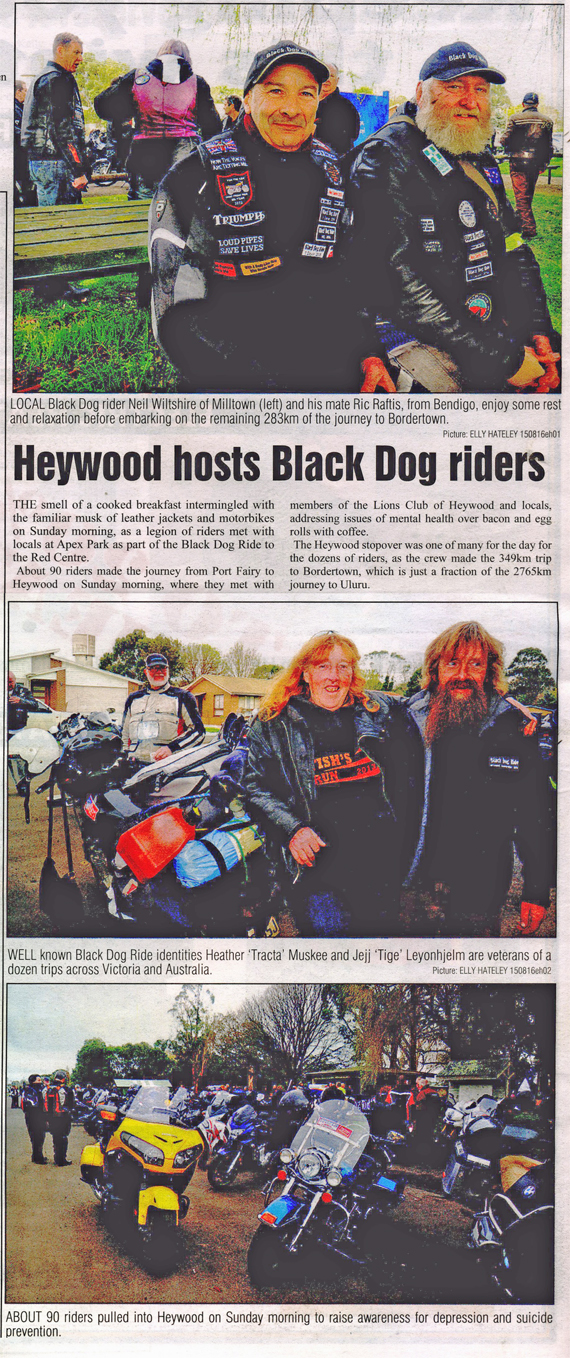 Heywood Hosts Uluru Bound Riders for Depression Awareness
