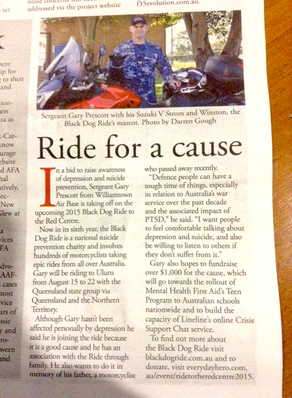 Black Dog Ride Red Centre 2015 Media RAAF Advocate Gary Prescott