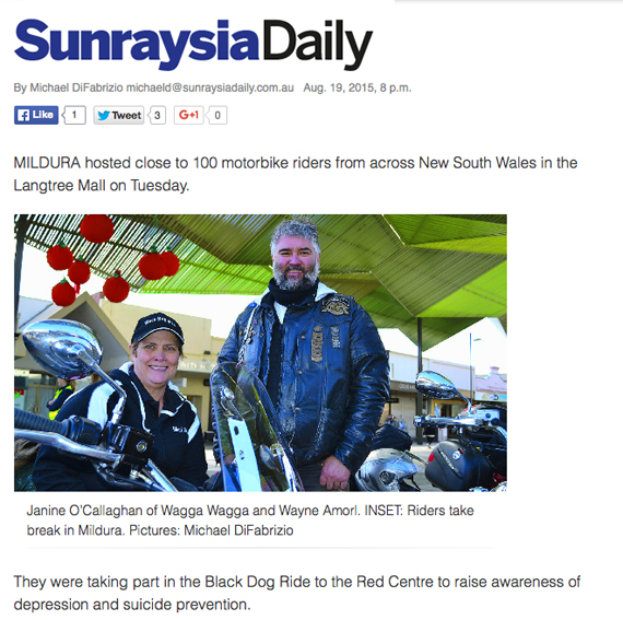 Black Dog Ride Red Centre 2015 Media - Riders Visit Mildura