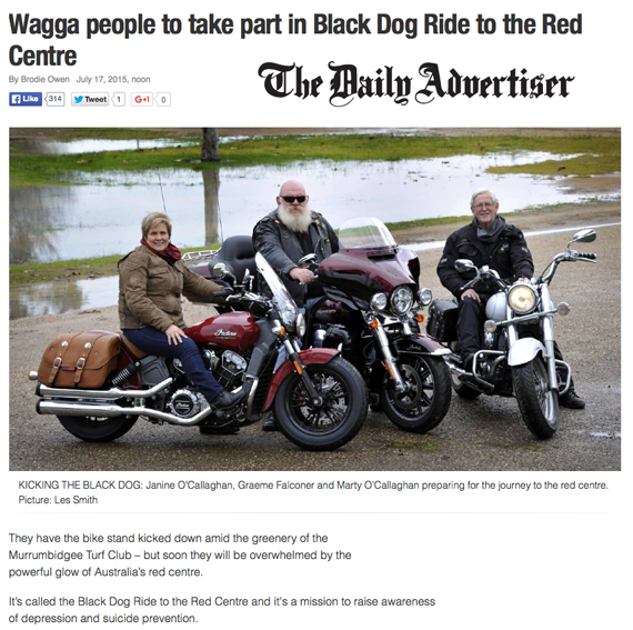 Black Dog Ride Red Centre 2015 Media - Wagga Riders Head to Uluru