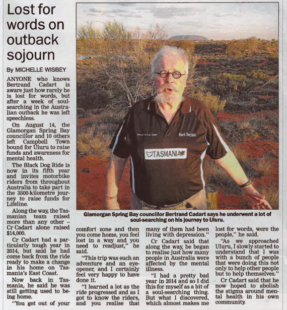 Black Dog Ride Red Centre 2015 Media - Bertrand Cadart Lost For Words - The Examiner