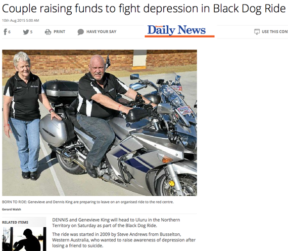 Black Dog Ride Red Centre 2015 Media - Warwick Couple Riding to Raise Awareness of Suicide