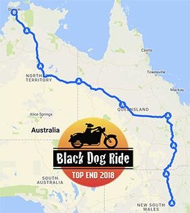 Black Dog Ride to the Top End 2018 Dubbo to Darwin Map