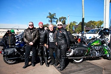 Toad, Phil Waesch, Angry Anderson and Sue Waesch on the 2012 Ride to the Red Centre