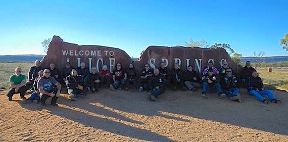 South Australian Black Dog Riders arrive in Alice Springs - Ride to the Red Centre 2013