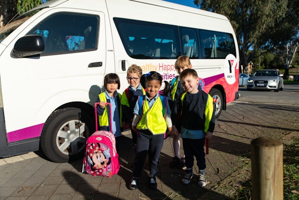 Children with van