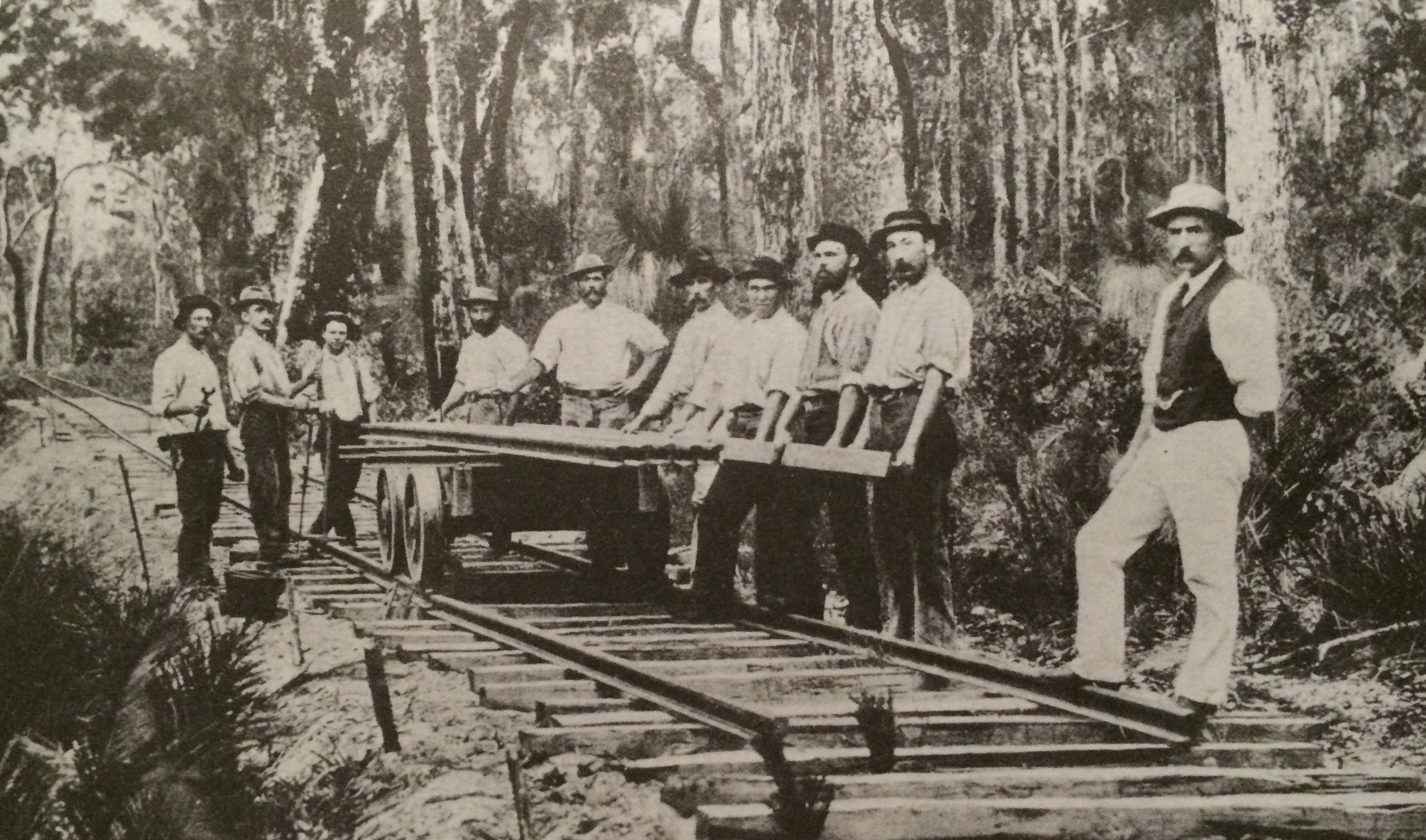 Laying line in Karridale in early 1900's