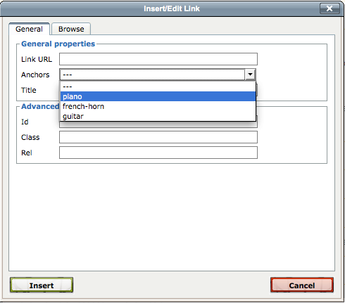 Select anchor from list