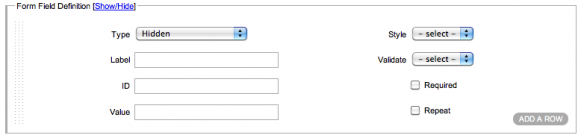 Form Field Definitions form