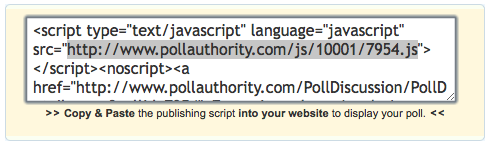 Poll authority embed code