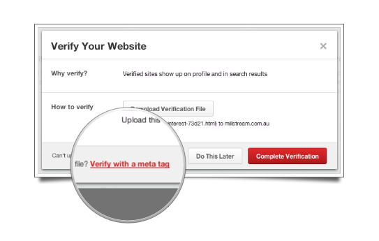 Verify with Meta Tag