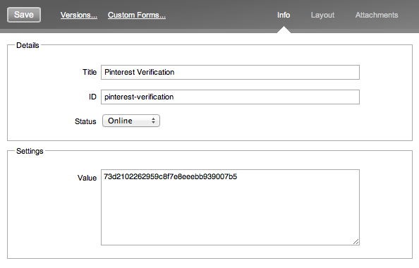 Create Verification Asset in Spring