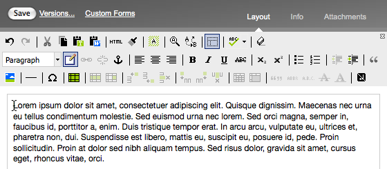 Click in the layout area