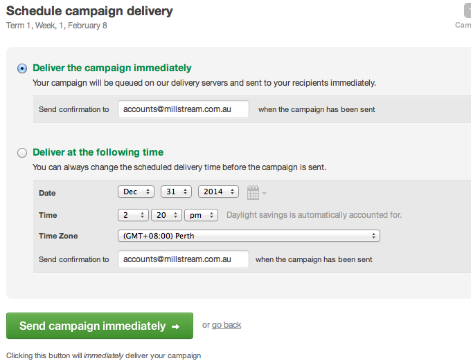 Schedule campaign delivery