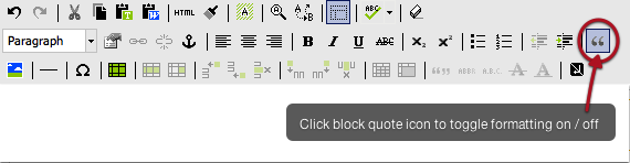 Click to toggle block-quote formatting on and off