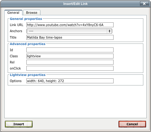 Setting lightview window size