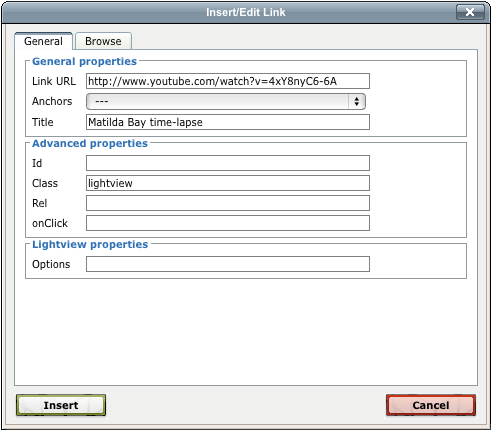 Create lightview link