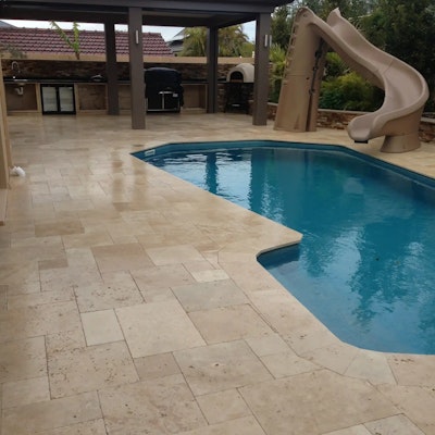 Roma Travertine French Pattern Pavers & Capping