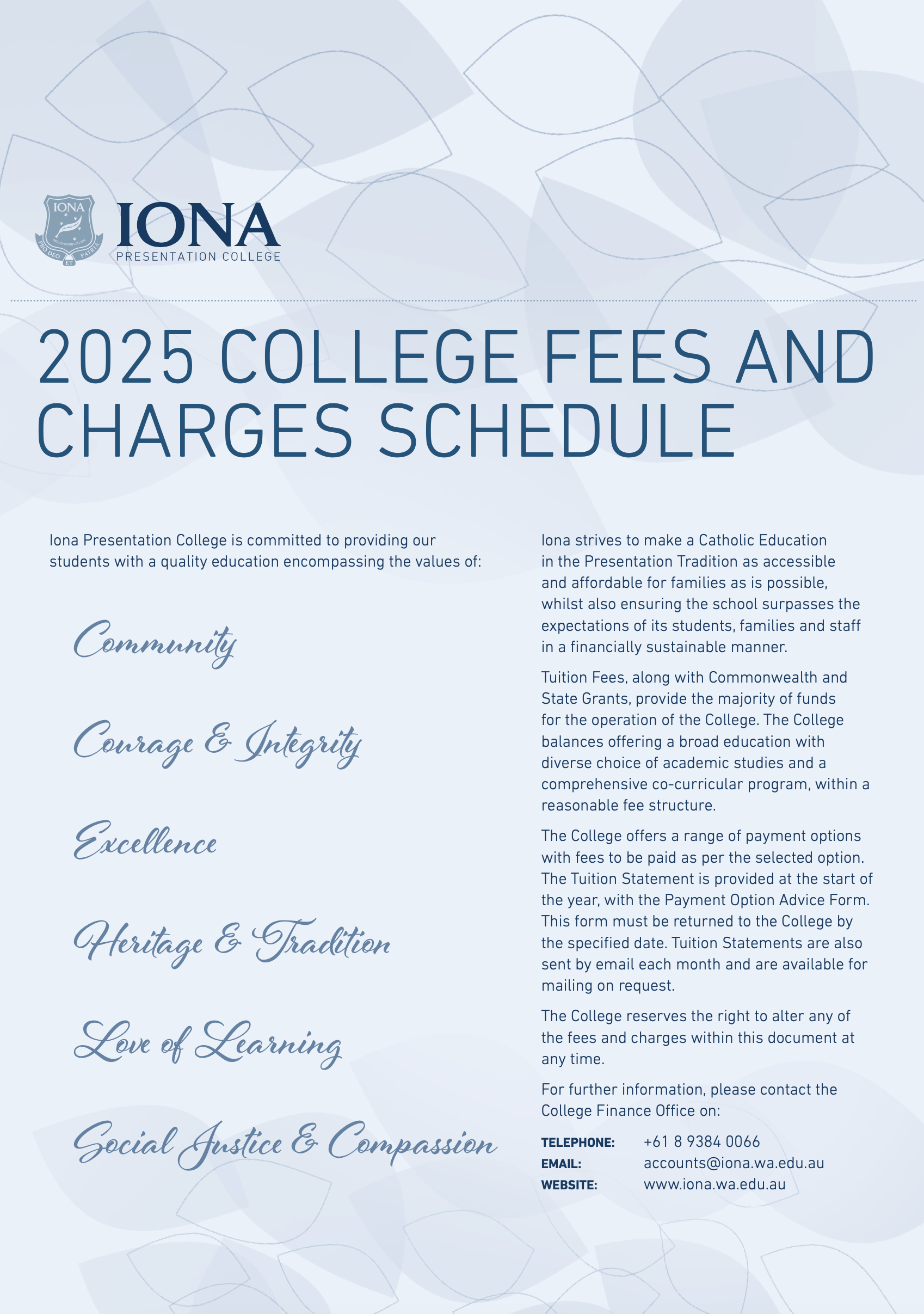Iona Enrolment and Admission Payment Methods Form
