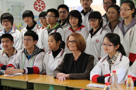 Julia Gillard with Chinese Students from Chen Jing Lun High School