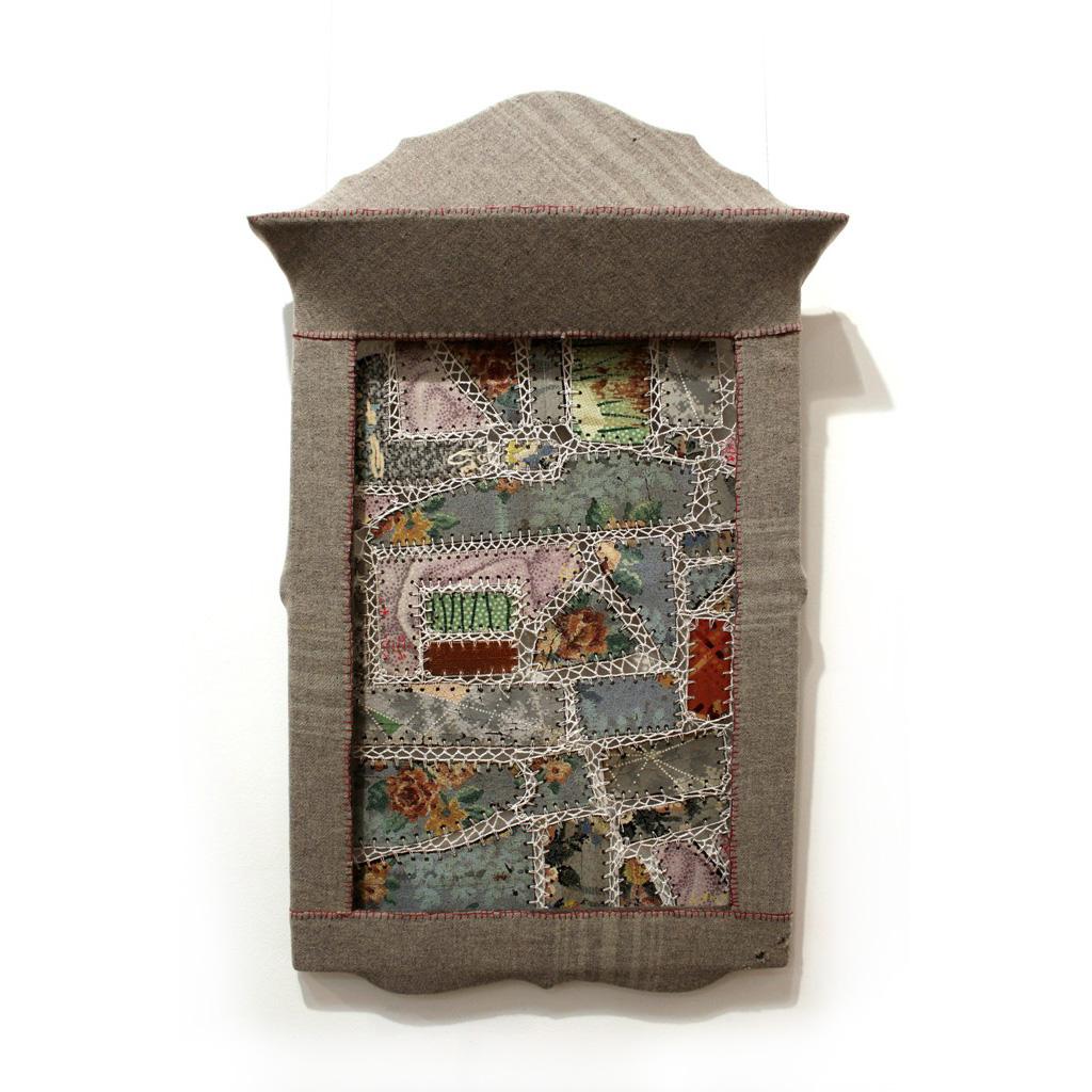 Found Mirror Frame - linoleum and recycled blanket