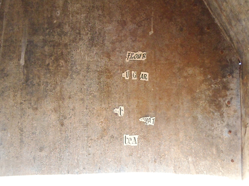 Text statements - glued inside the metal chimney.