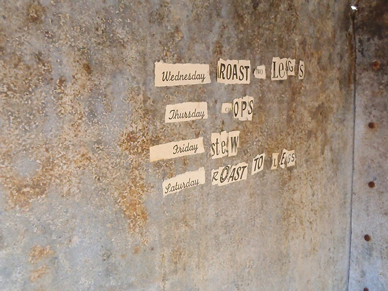 Text statements - glued inside the metal chimney.