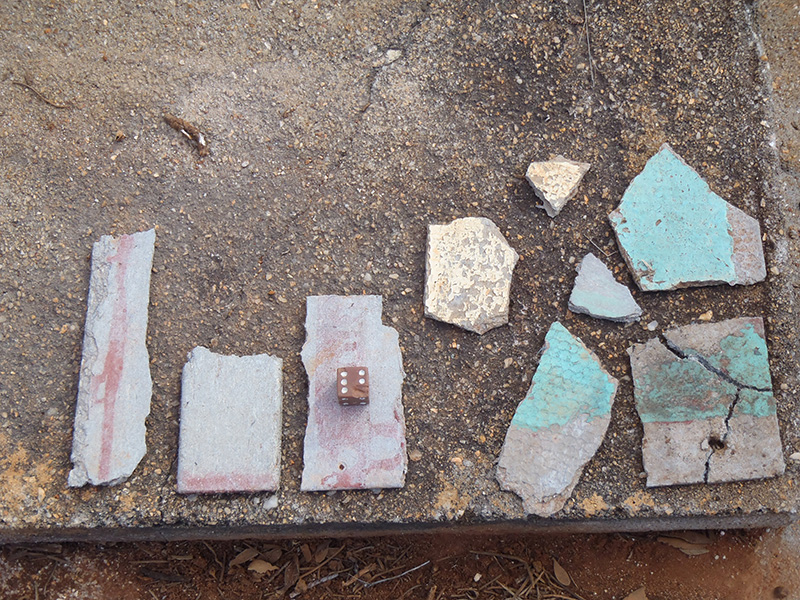 Pieces of domestic memory and the colours on the asbestos for the walls.