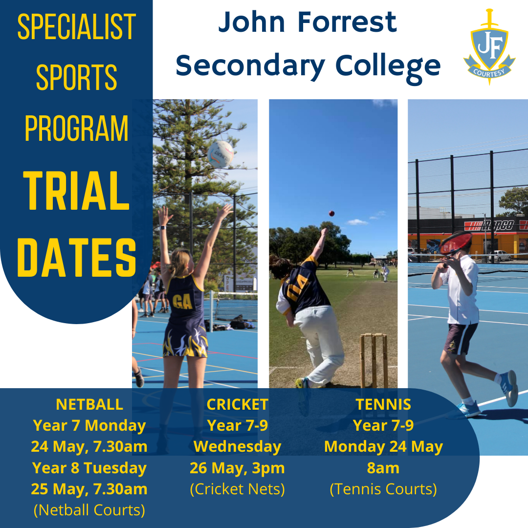 Specialist Sports Trial Dates John Forrest Secondary College