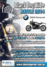 BMW Black Dog Ride Lifeline Raffle Poster