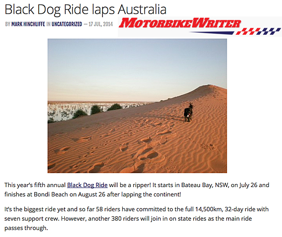 Black Dog Ride Around Australia Media - Black Dog Laps Australia