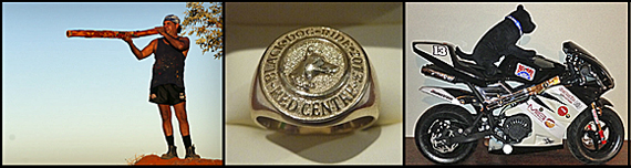 Black Dog Ride to the Red Centre Auction Items: Tommy Crow Painting; Gordon Jewellers' Rings; Pocket Rocket Bike