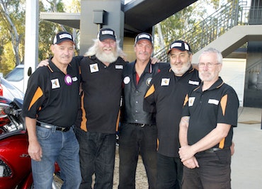 Black Dog Riders Archie Howden, Ric Raftis, Ash Lau, Alan Zimmer and Ross Tinkler in Numurkah