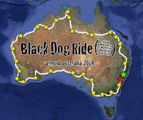 Black Dog Ride Around Australia Map