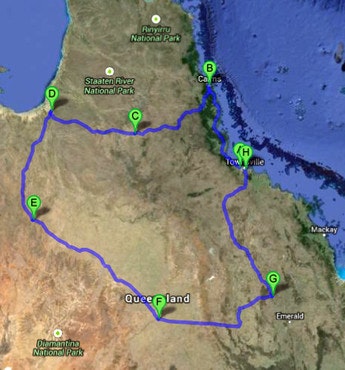 Black Dog Ride - QLD State Ride (North) Route Map