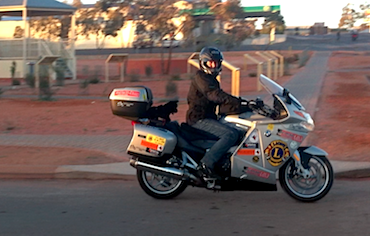 Steve Andrews leads Black Dog Riders out of Coober Pedy