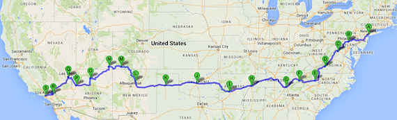 Black Dog Ride across America Route