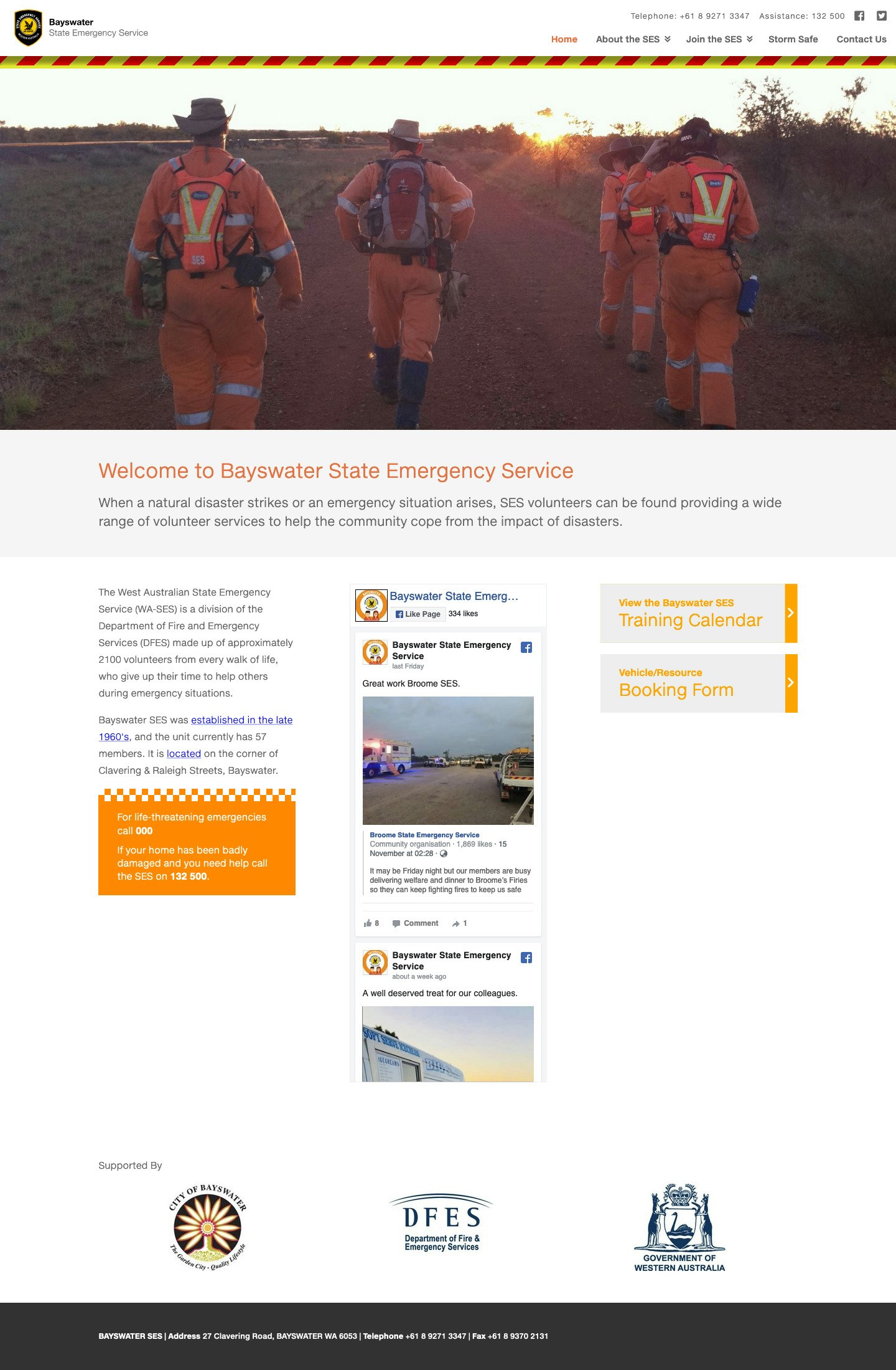 Bayswater State Emergency Services website homepage