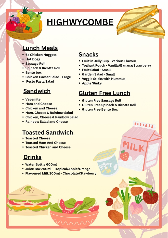 Term 4 Canteen Menu 2025